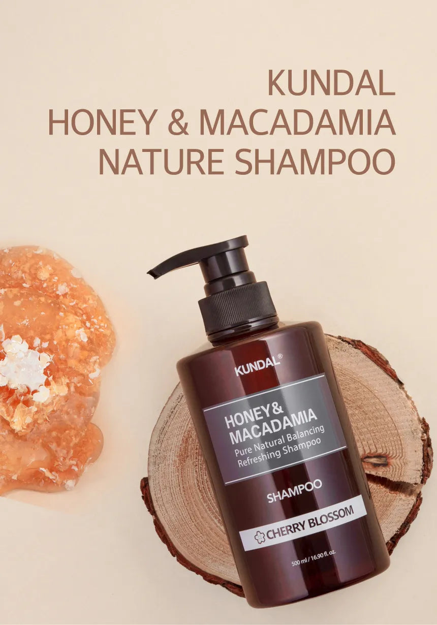 KUNDAL – Honey & Macadamia Nature Shampoo, Cherry Blossom, 500ml - K-Beauty Studio