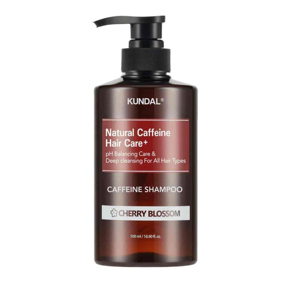 KUNDAL – Caffeine Shampoo, Cherry Blossom, 500ml (Hairloss) - K-Beauty Studio